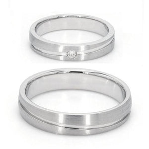 Simple Platinum Couple Rings with Curvilinear Groove JL PT 569