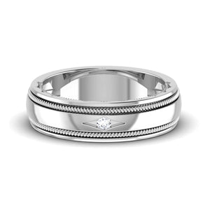 Single Diamond Designer Milgrain Wedding Platinum  Ring For Men JL P 6760