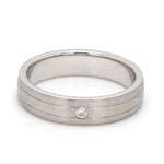 Load image into Gallery viewer, Single Diamond Matte Finish Platinum Band with Grooves for Men JL PT 665
