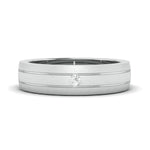 Load image into Gallery viewer, Single Diamond Matte Finish Platinum Band with Grooves for Men JL PT 665
