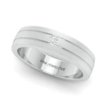 Load image into Gallery viewer, Single Diamond Matte Finish Platinum Band with Grooves for Men JL PT 665
