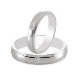 Load image into Gallery viewer, Single Diamond Milgrain Platinum Couple Rings JL PT 539
