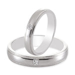 Load image into Gallery viewer, Single Diamond Milgrain Platinum Couple Rings JL PT 539
