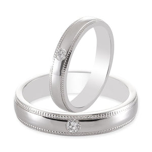 Single Diamond Milgrain Platinum Couple Rings JL PT 539