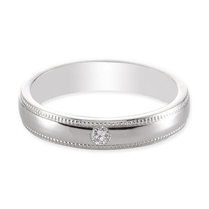 Single Diamond Milgrain Platinum Couple Rings JL PT 539