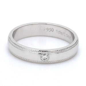 Single Diamond Milgrain Platinum Couple Rings JL PT 539