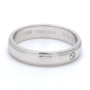 Single Diamond Milgrain Platinum Couple Rings JL PT 539