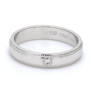 Single Diamond Milgrain Platinum Couple Rings JL PT 539