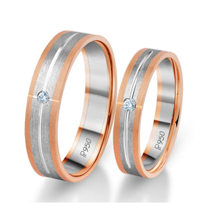 Single Diamond Platinum Love Bands with Rose Gold JL PT 1069