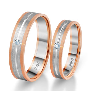 Single Diamond Platinum Love Bands with Rose Gold JL PT 1069