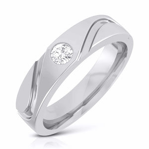 Single Diamond Platinum Ring for Men JL PT B-15