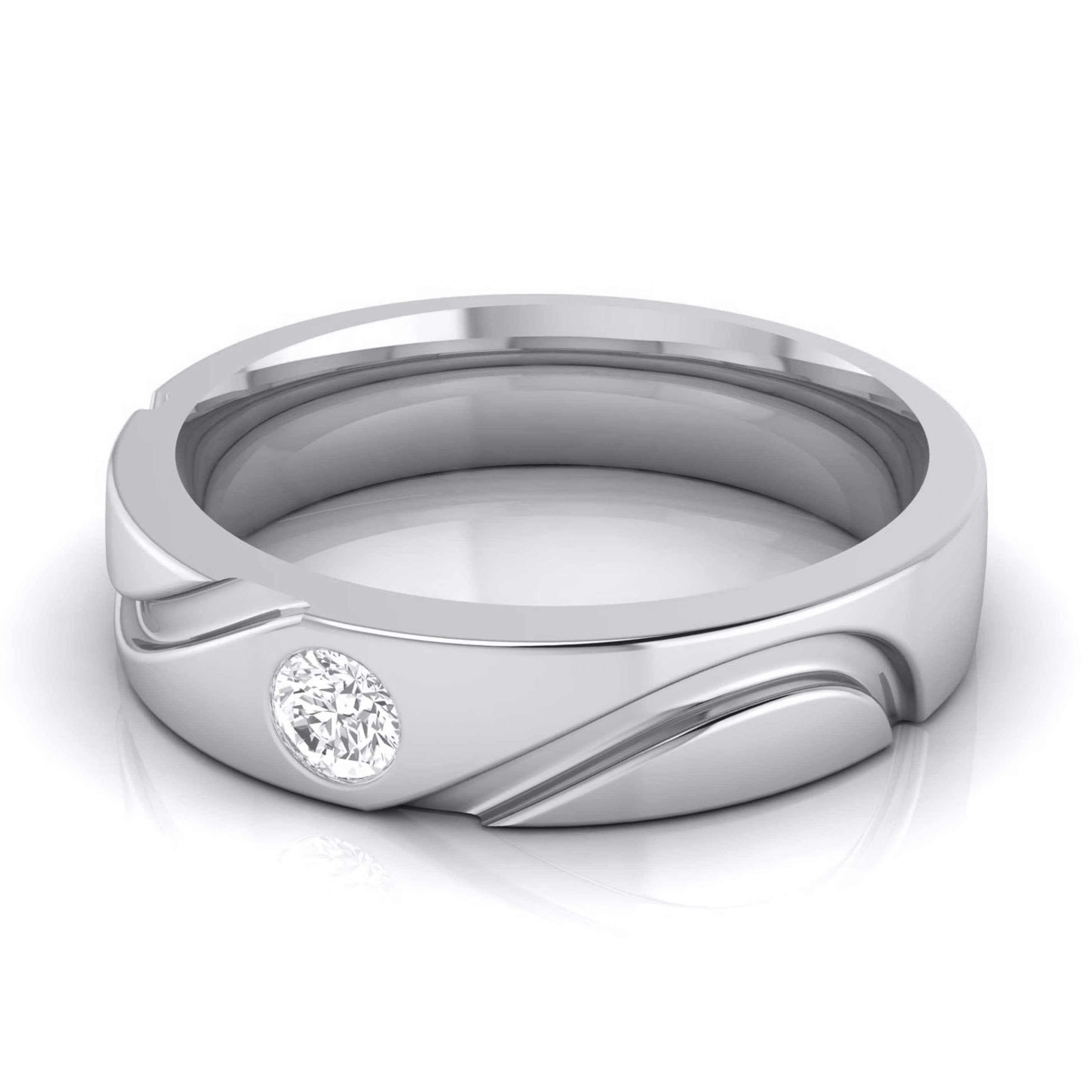 Single Diamond Platinum Ring for Men JL PT B-15