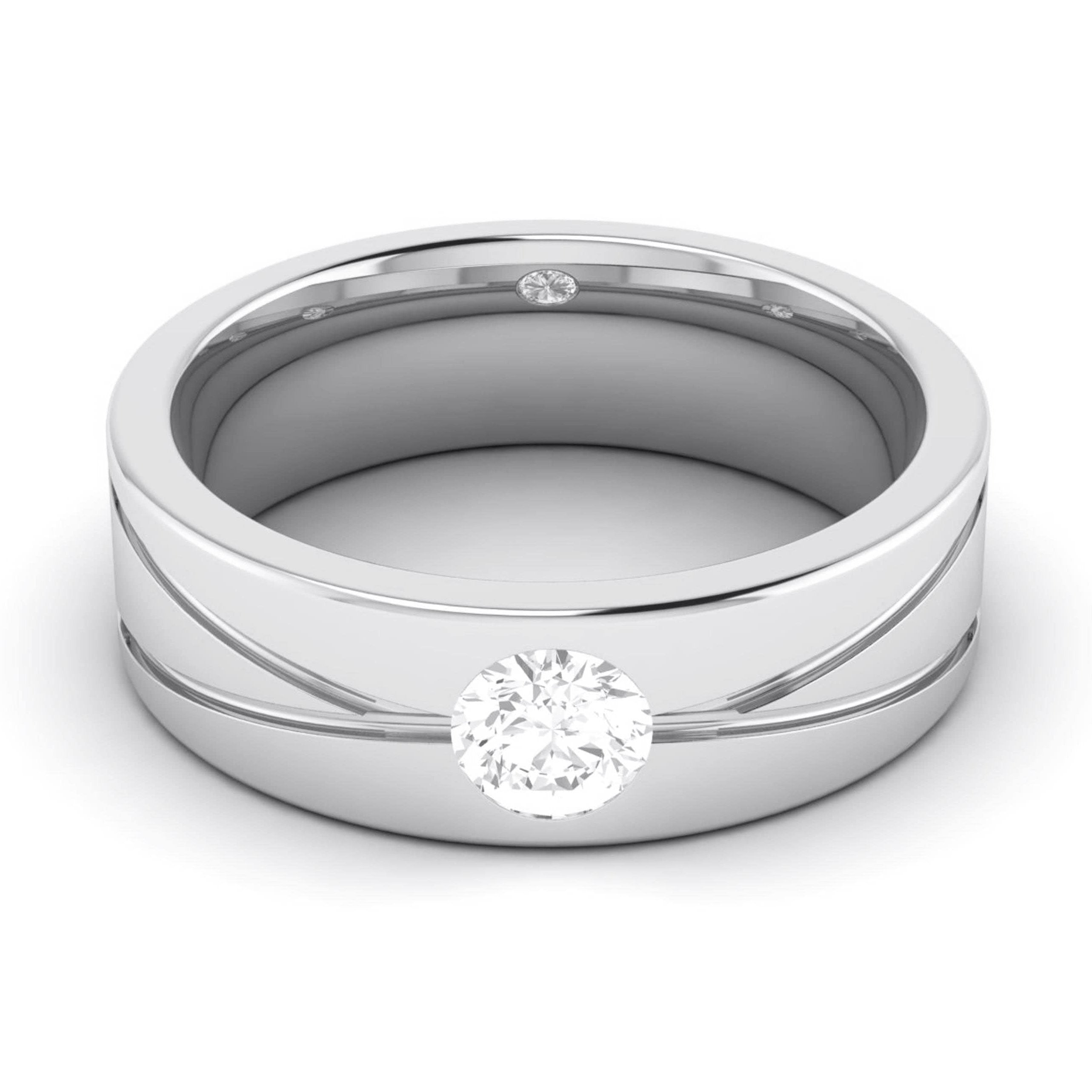 Single Diamond Platinum Ring for Men JL PT R-8002