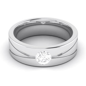 Single Diamond Platinum Ring for Men JL PT R-8002