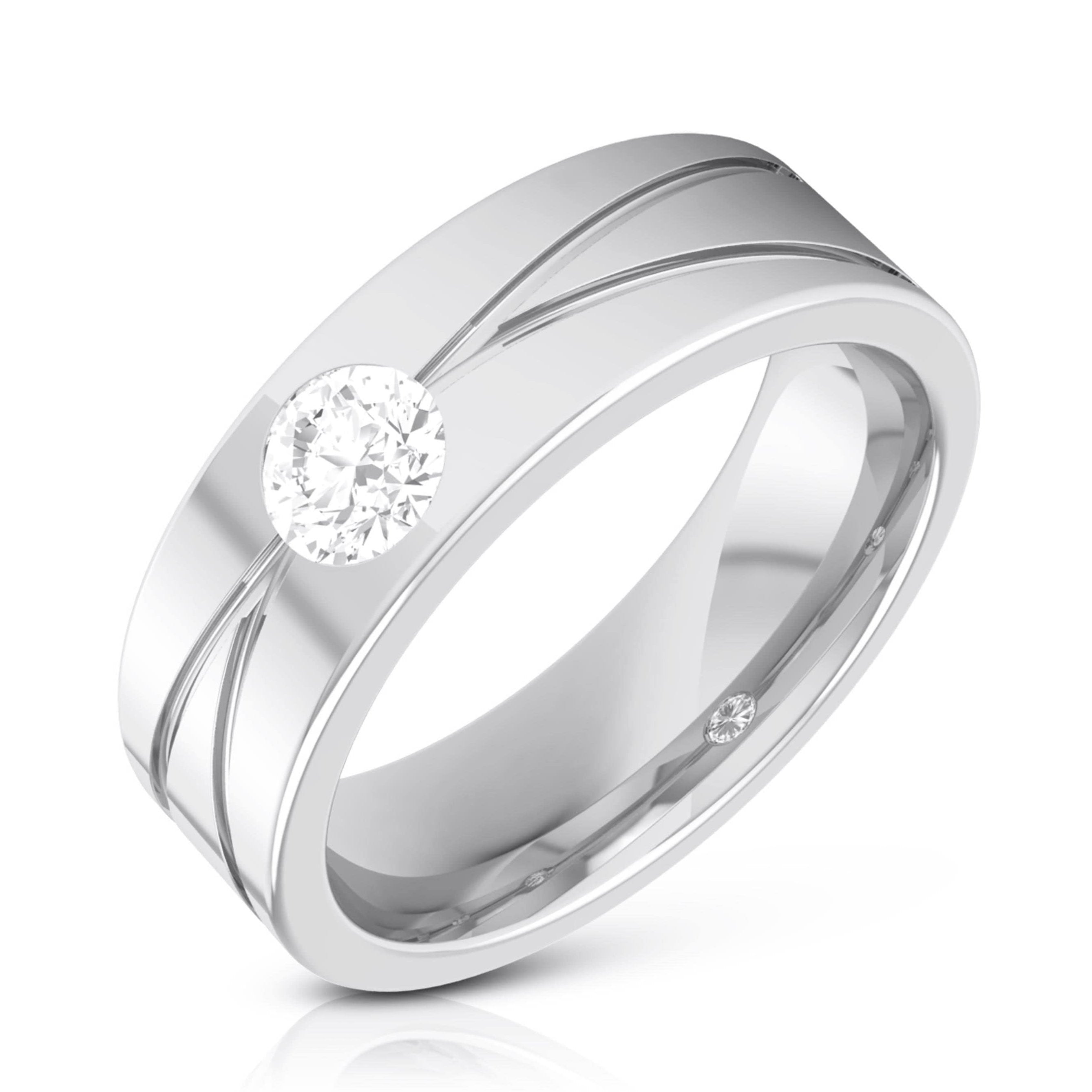 Single Diamond Platinum Ring for Men JL PT R-8002