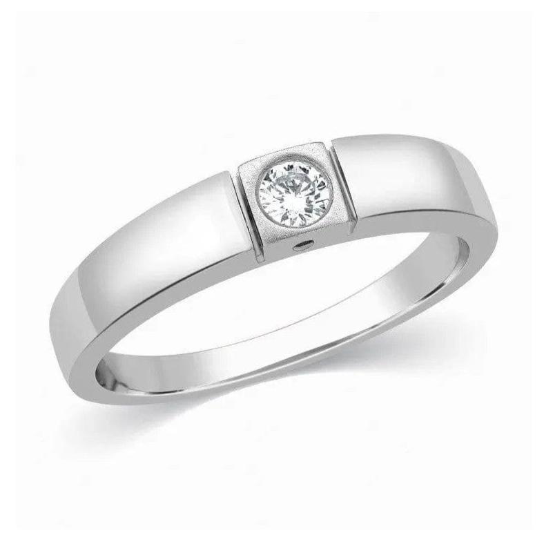 Single Diamond Platinum Ring for Men JL PT 311