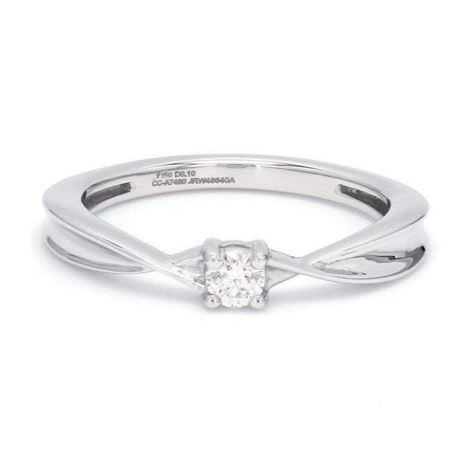 Single Diamond Platinum Ring with a Curve for Women JL PT 579