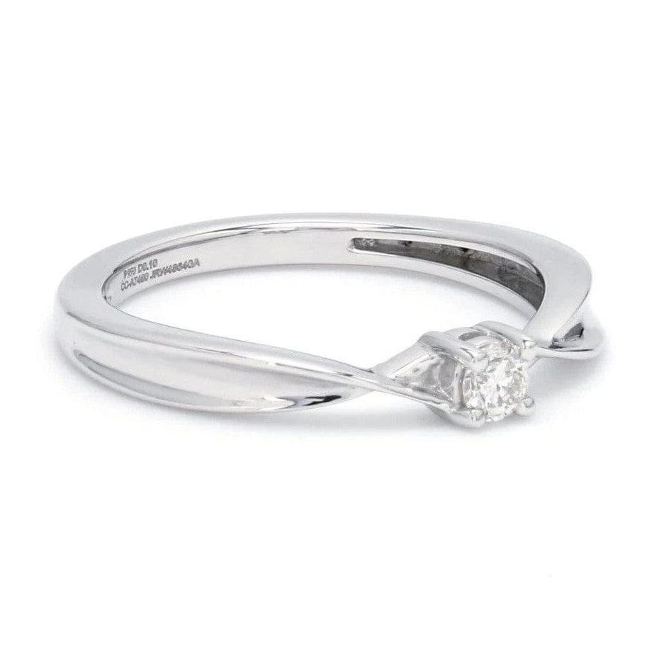 Single Diamond Platinum Ring with a Curve for Women JL PT 579