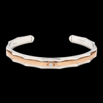 Load image into Gallery viewer, Single Diamond Platinum &amp; Rose Gold Open Kada for Men JL PTB 1175
