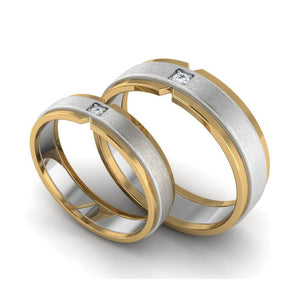 Single Diamond Platinum & Yellow Gold Fusion Couple Rings JL PT 641