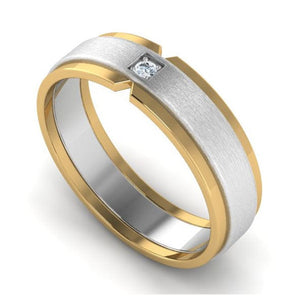 Single Diamond Platinum & Yellow Gold Fusion Couple Rings JL PT 641