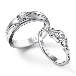 Single Diamond Rope Style Platinum Couple Rings JL PT 623