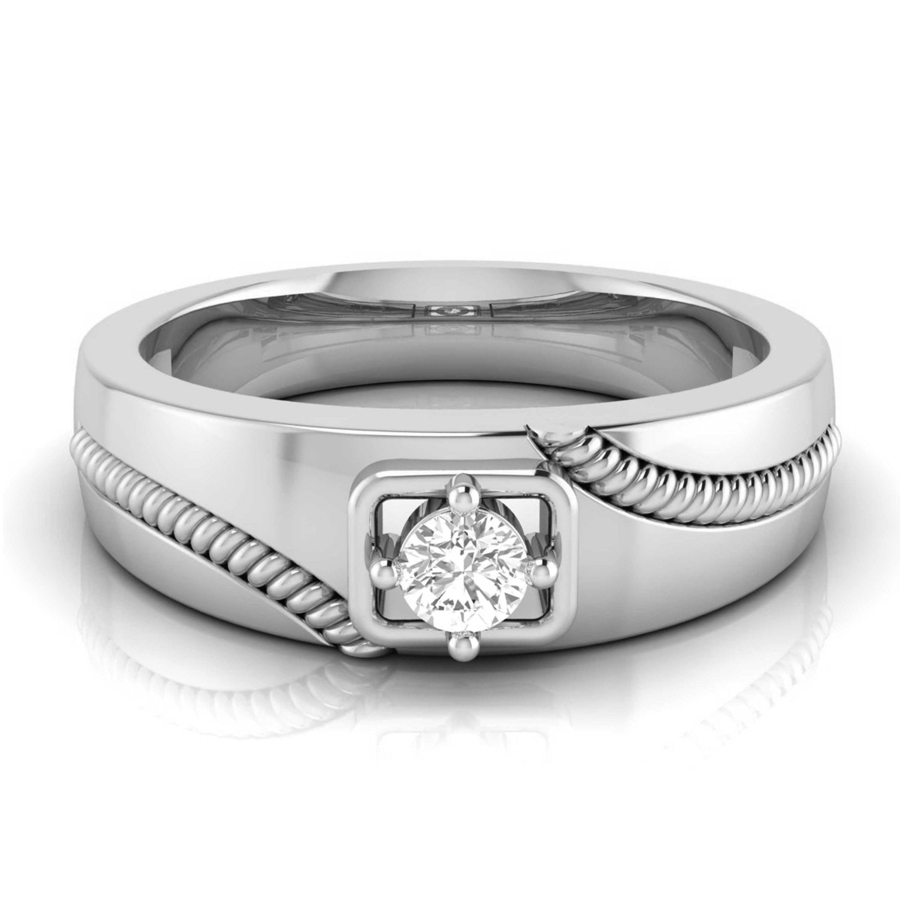 Single Diamond Rope Style Platinum Couple Rings JL PT 623