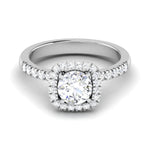 Load image into Gallery viewer, Single Halo Diamond Solitaire Platinum Ring with Diamonds on the Shank JL PT 497
