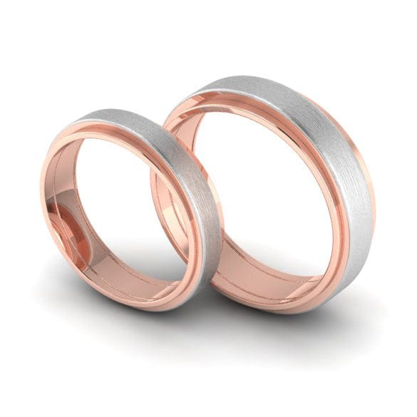 Slanting Platinum & Rose Gold Couple Rings JL PT 635