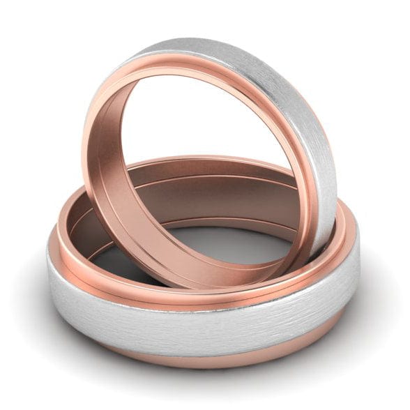 Slanting Platinum & Rose Gold Couple Rings JL PT 635