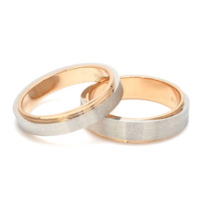 Slanting Platinum & Rose Gold Couple Rings JL PT 635