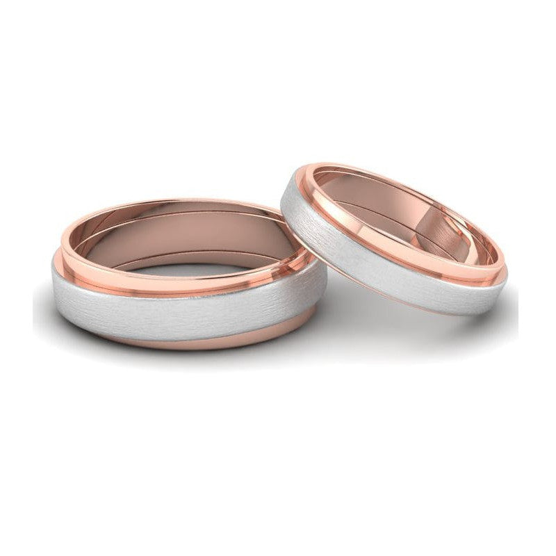 Slanting Platinum & Rose Gold Couple Rings JL PT 635