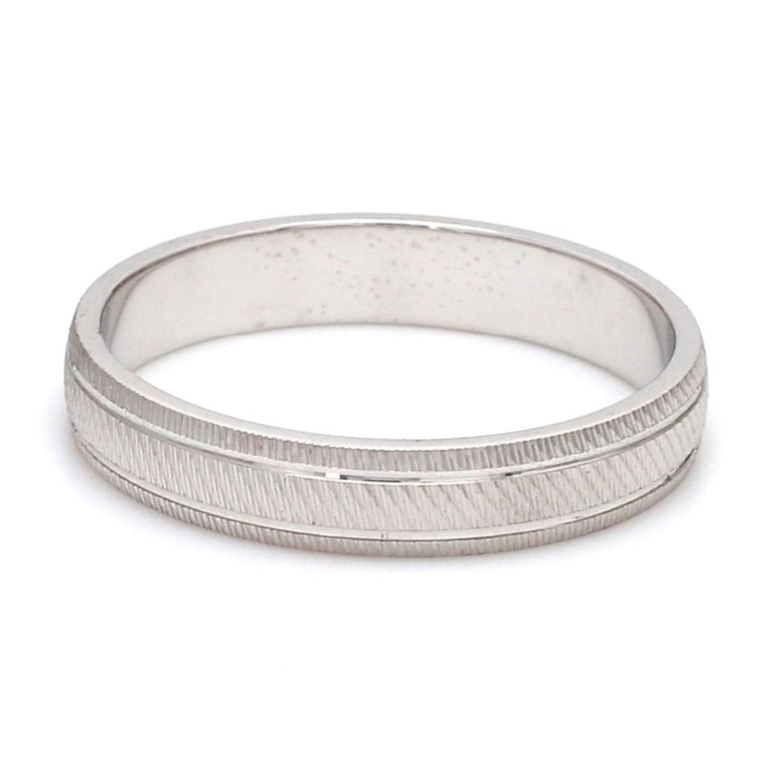 Textured Plain Platinum Ring with Grooves for Men JL PT 618