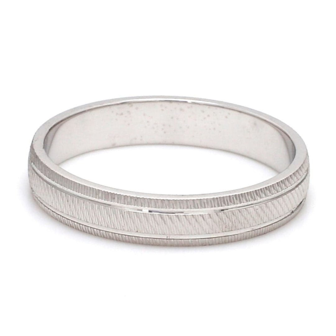 Textured Plain Platinum Ring with Grooves for Men JL PT 618