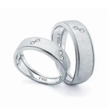 Textured Platinum Love Bands with diamonds JL PT 113