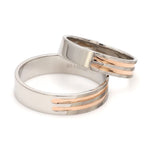 Load image into Gallery viewer, Designer Platinum &amp; Rose Gold Couple Rings JL PT 1129
