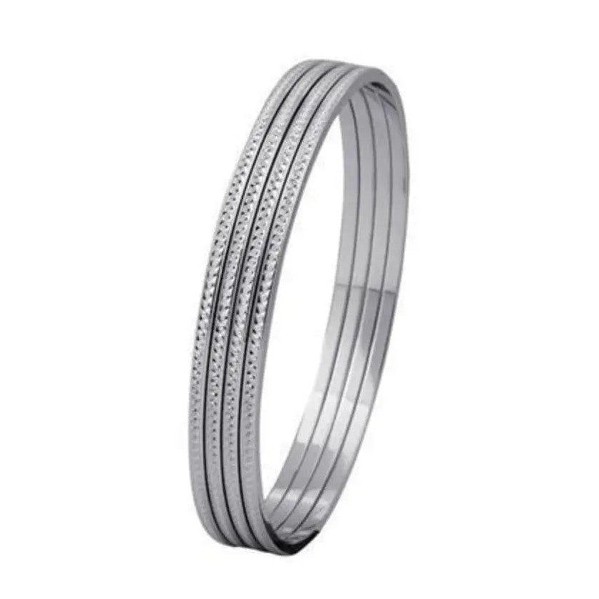 Thin Platinum Bangles with Diamond Cut SJ PTB 314