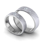 Load image into Gallery viewer, Three Diamond Platinum Love Bands with Slanting Lines JL PT 646
