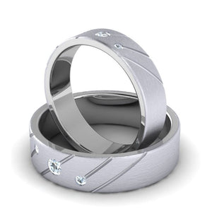 Three Diamond Platinum Love Bands with Slanting Lines JL PT 646