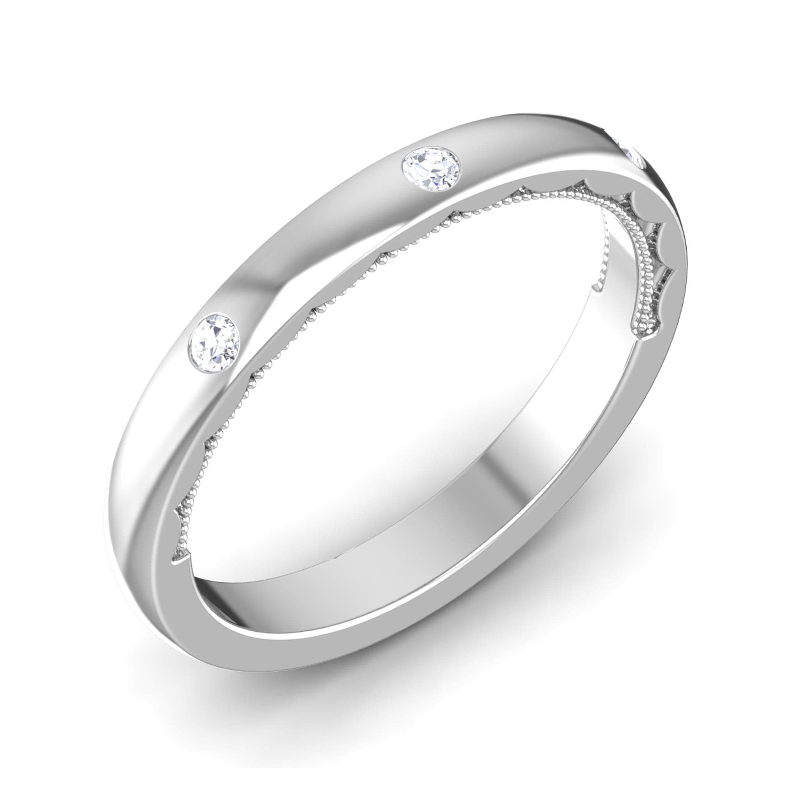 Three Diamond Unisex Platinum Diamond Band with Hidden Milgrain JL PT 6774