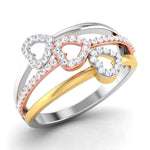 Load image into Gallery viewer, Three Hearts Triple Color Platinum &amp; Diamond Ring for Women JL PT 553
