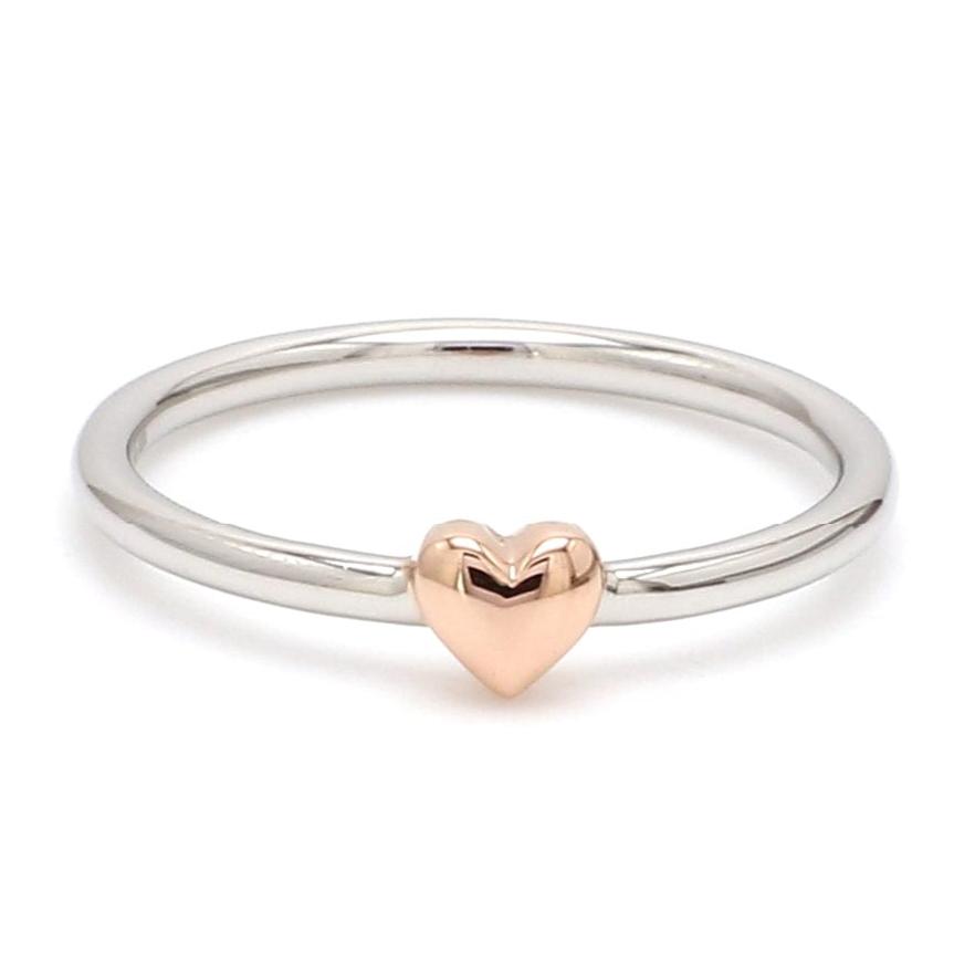 Tiny Heart Shape Platinum Rose Gold Fusion Ring for Women JL PT 628