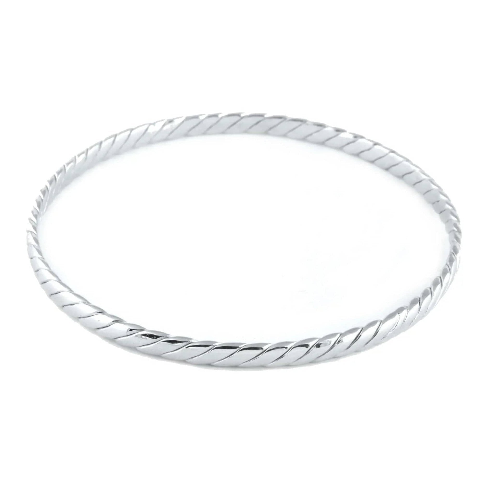 Uni-Sex Platinum Bangle with Inclined Lines JL PTB 818