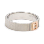 Load image into Gallery viewer, Unique Texture Platinum Love Bands with 2 Diamonds &amp; a Touch of Rose Gold JL PT 914
