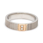 Load image into Gallery viewer, Unique Texture Platinum Love Bands with 2 Diamonds &amp; a Touch of Rose Gold JL PT 914
