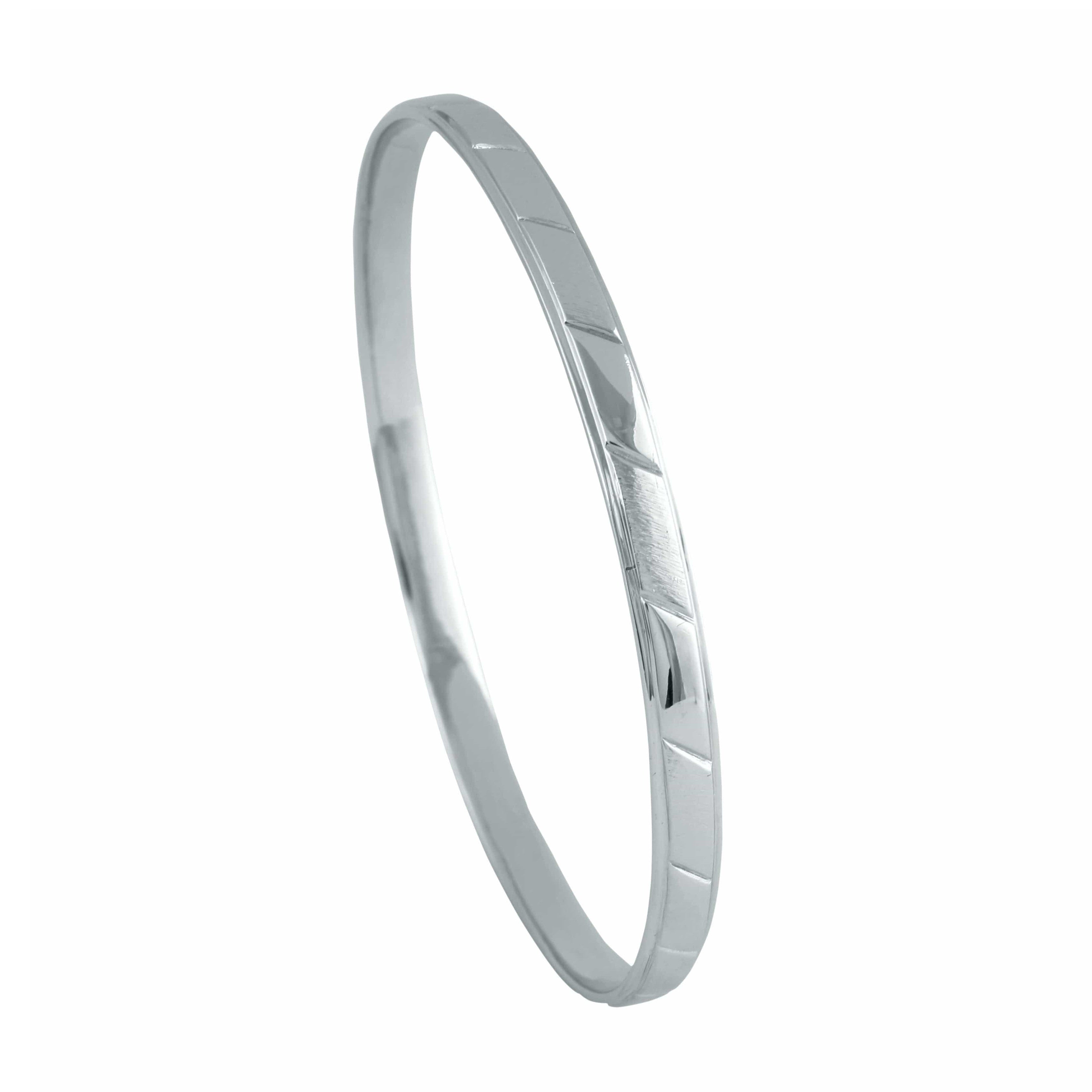 UniSex Platinum Bangle for Men & Women with Slanting Lines JL PTB 632