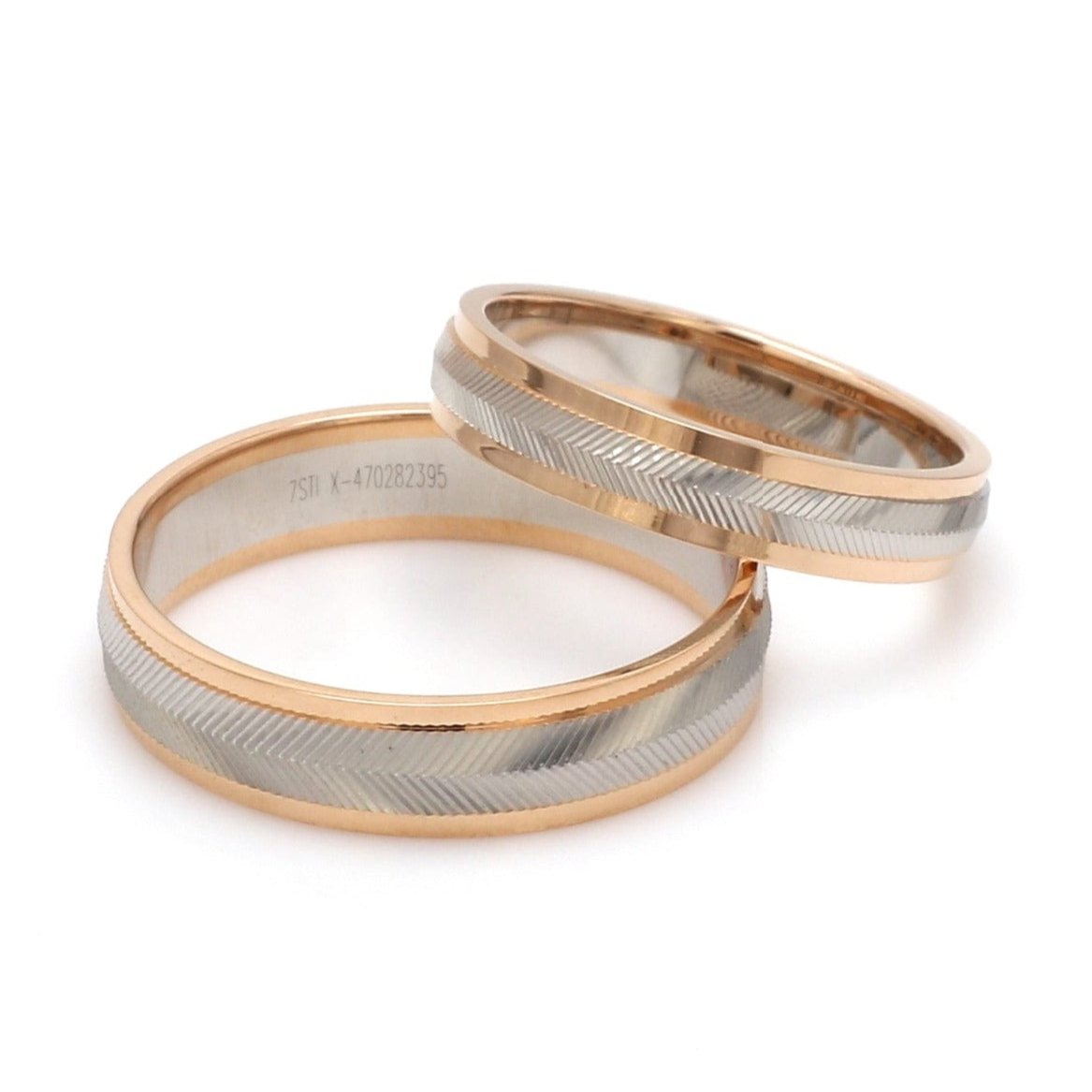 Unisex Platinum & Rose Gold Couple Love Band Rings JL PT 1124