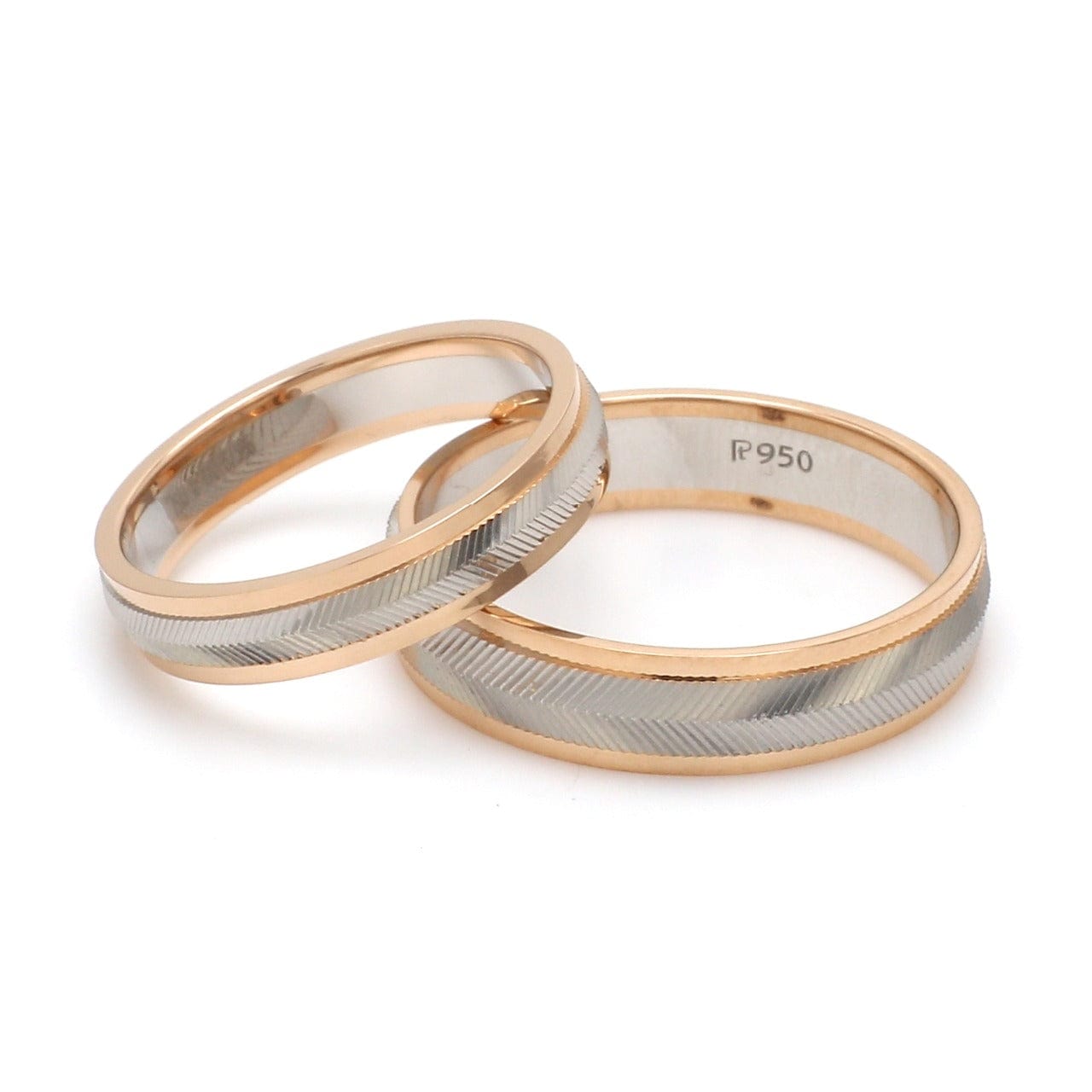 Unisex Platinum & Rose Gold Couple Love Band Rings JL PT 1124