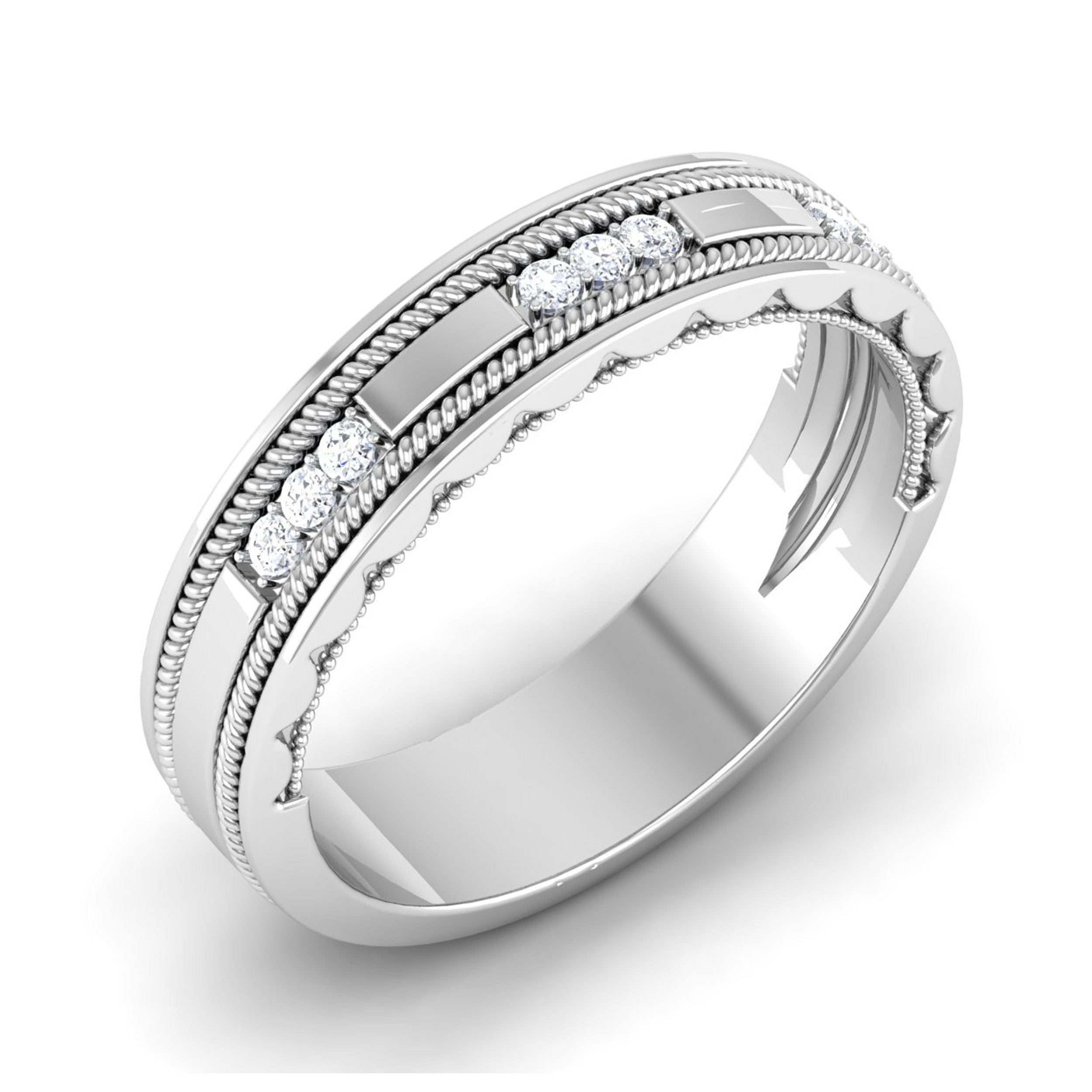 Unisex Platinum Wedding Ring with Diamonds JL PT 6767