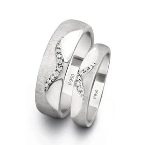 Wavy Platinum Love Bands with Diamonds JL PT 213